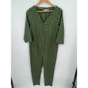 The Nines by Hatch Women Size Small Green Floral Maternity Jumpsuit